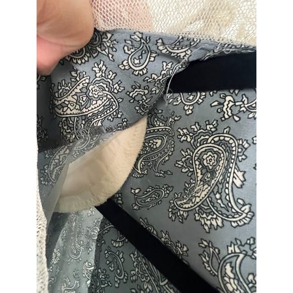 Vintage REO Original Blue White Paisley Lace Collar Secretary Dress 80s Size 14 - Picture 11 of 12